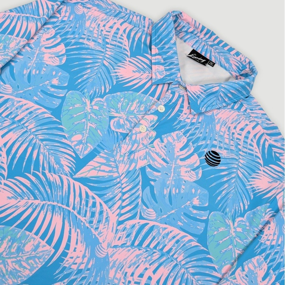 Sunday Swagger AT&T Performance Golf Polo Mens 2XL Floral Tropical Palm Print